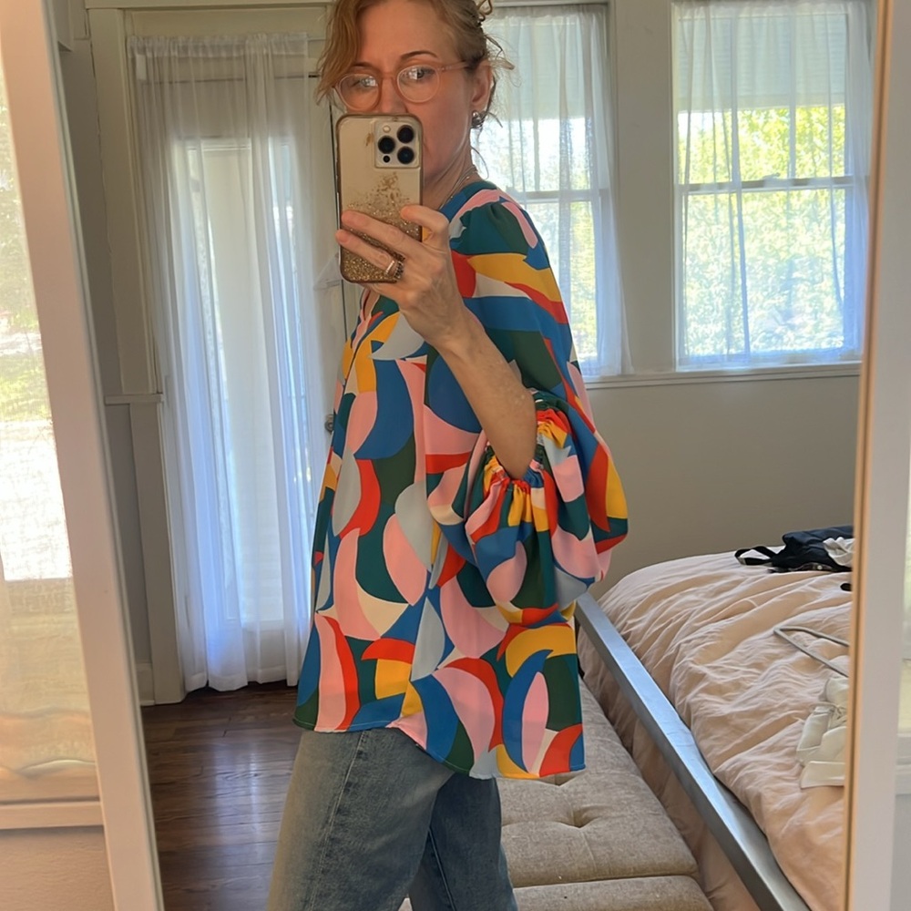 Adrienne blouse peasant bright and  colorful - Picture 3 of 3